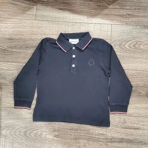 Moncler Polo Shirt Size 4 Dark Blue Kids Polo with Red Trim